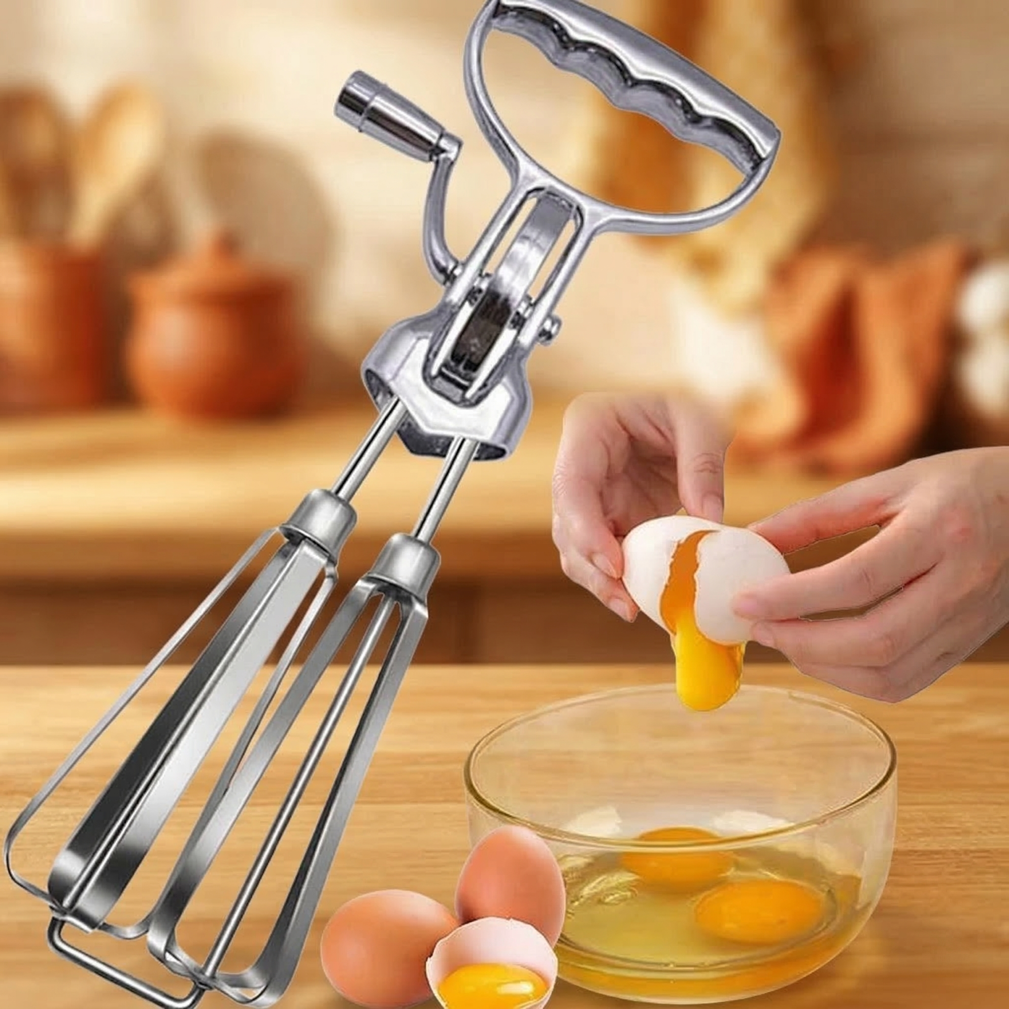 Manual Hand-Crank Egg Beater
